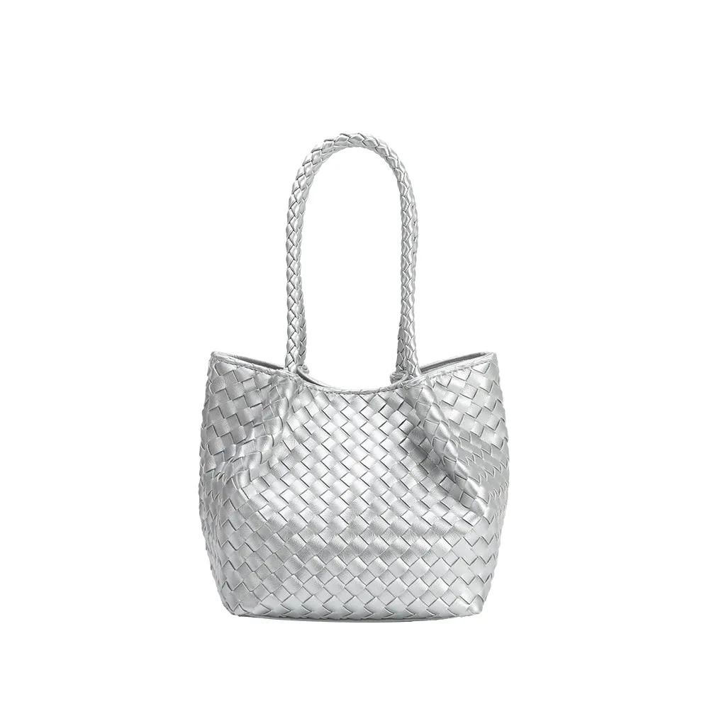 Anahi Silver Recycled Vegan Woven Bag sold by Melie Bianco product image thumbnail 3