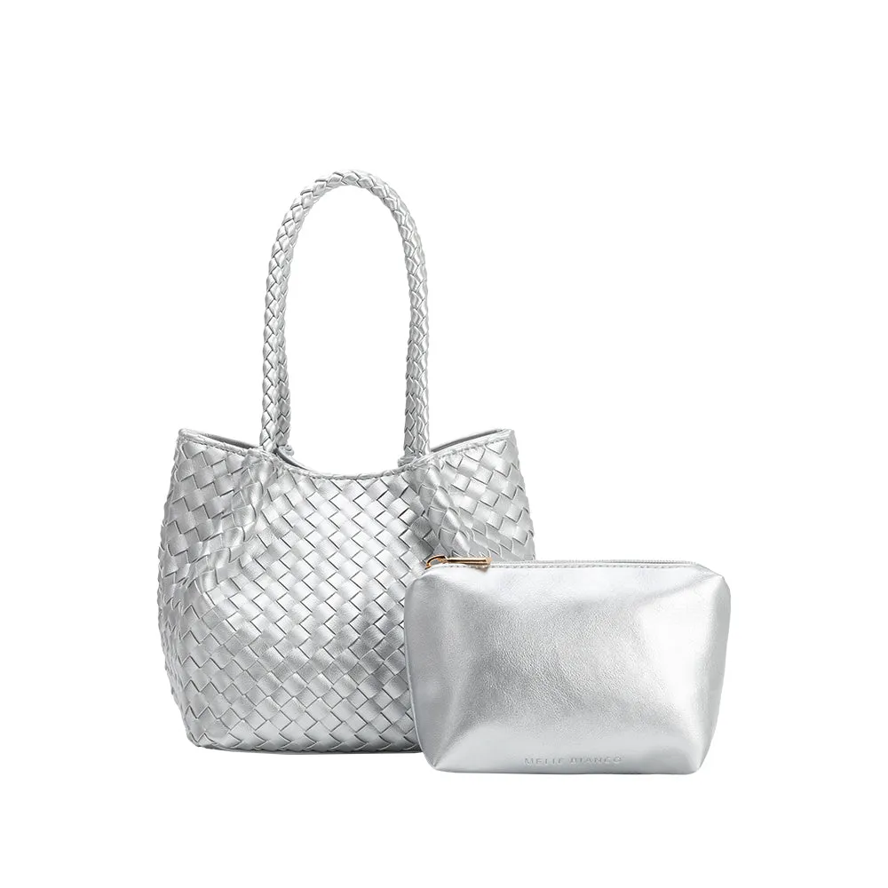 Anahi Silver Recycled Vegan Woven Bag sold by Melie Bianco product image thumbnail 4