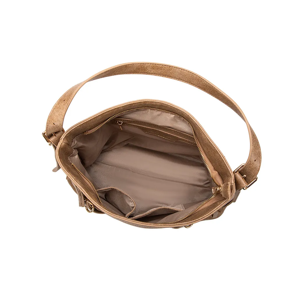 Sloane Tan Recycled Vegan Shoulder Bag sold by Melie Bianco product image thumbnail 4