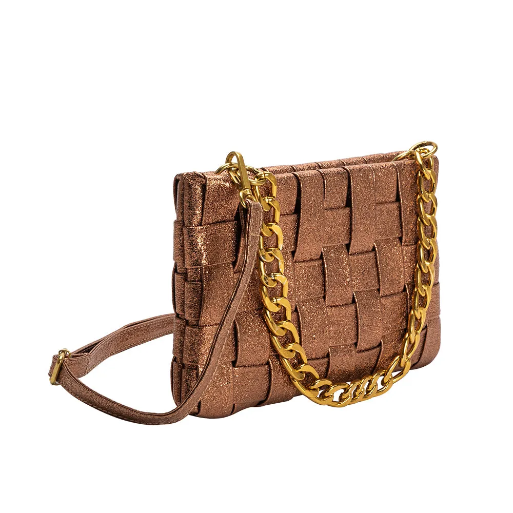 Mimie Bronze Woven Crossbody Bag sold by Melie Bianco product image thumbnail 2