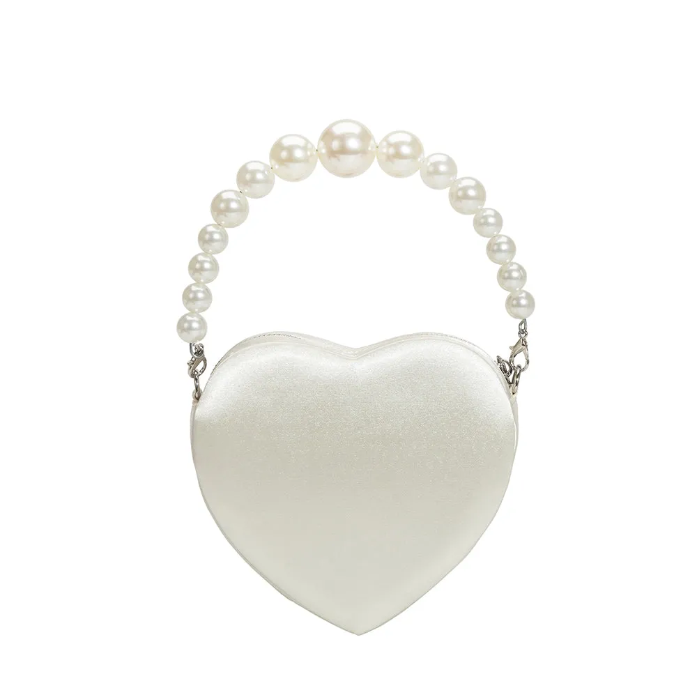 Mila White Satin Heart Crossbody Bag sold by Melie Bianco product image thumbnail 2