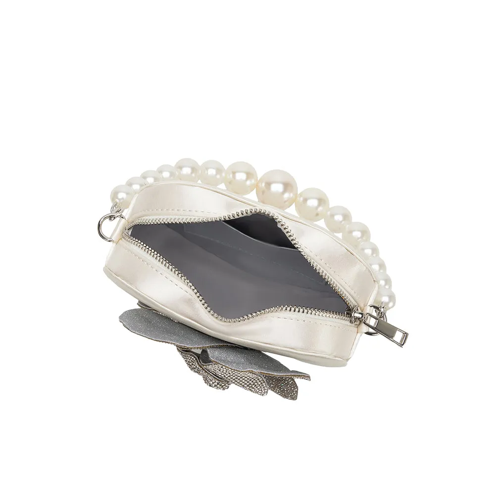 Mila White Satin Heart Crossbody Bag sold by Melie Bianco product image thumbnail 3