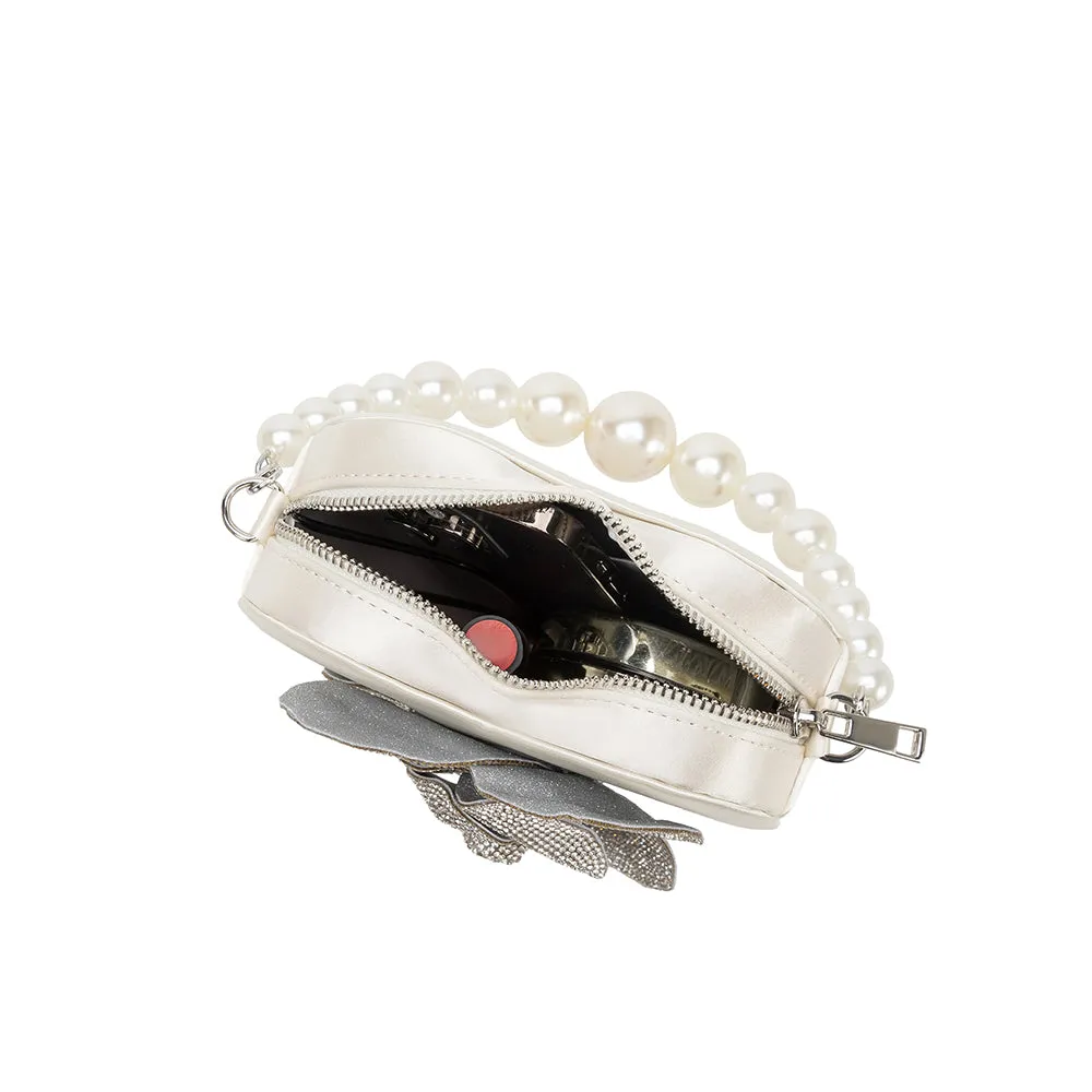 Mila White Satin Heart Crossbody Bag sold by Melie Bianco product image thumbnail 4