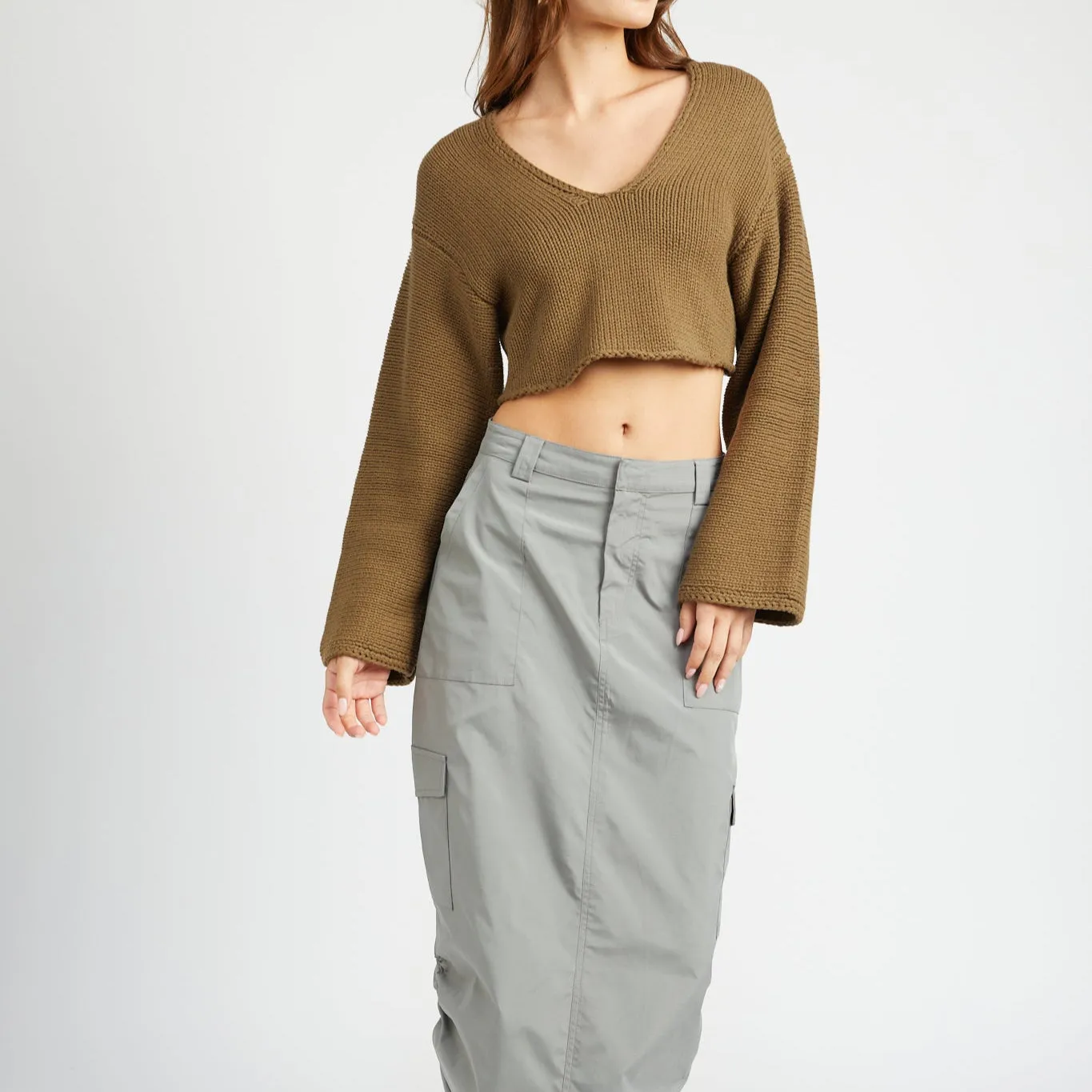 V-Neck Cropped Sweater sold by Melie Bianco product image thumbnail 3