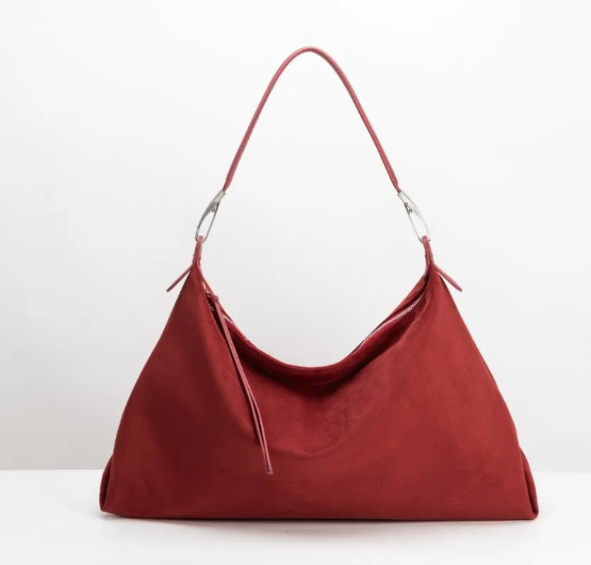 SAMPLE YP8906 Burgundy Suede Tote Bag - FINAL SALE sold by Melie Bianco