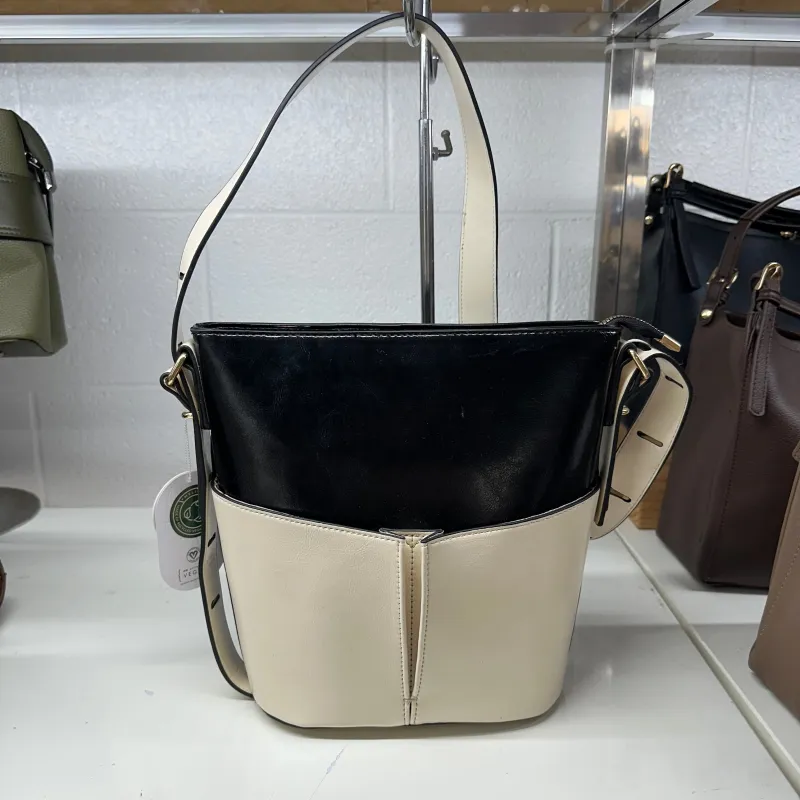 SAMPLE BD1010 Black Two-Tone Shoulder Bag - FINAL SALE sold by Melie Bianco