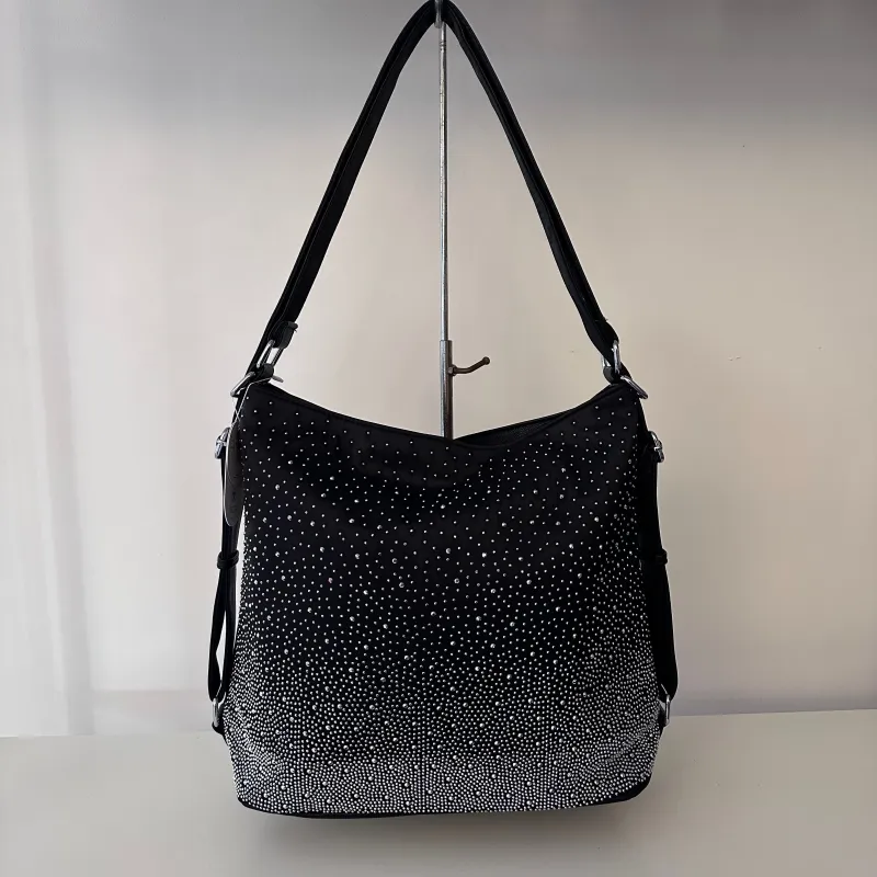 SAMPLE BK2405 Black Crystal Hobo Bag - FINAL SALE sold by Melie Bianco