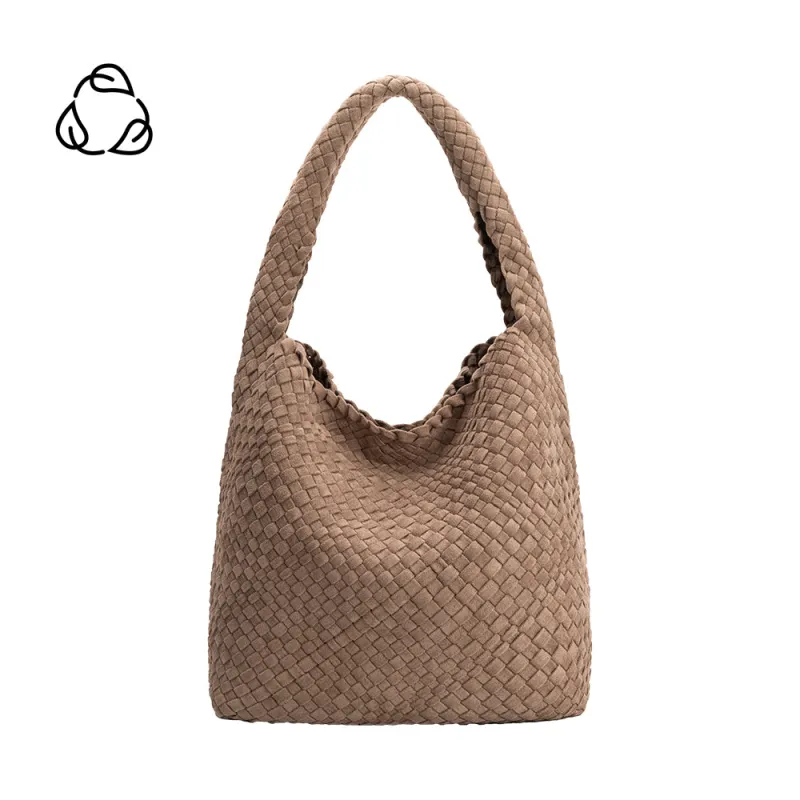 Johanna Clay Large Recycled Vegan Suede Shoulder Hobo Bag sold by Melie Bianco