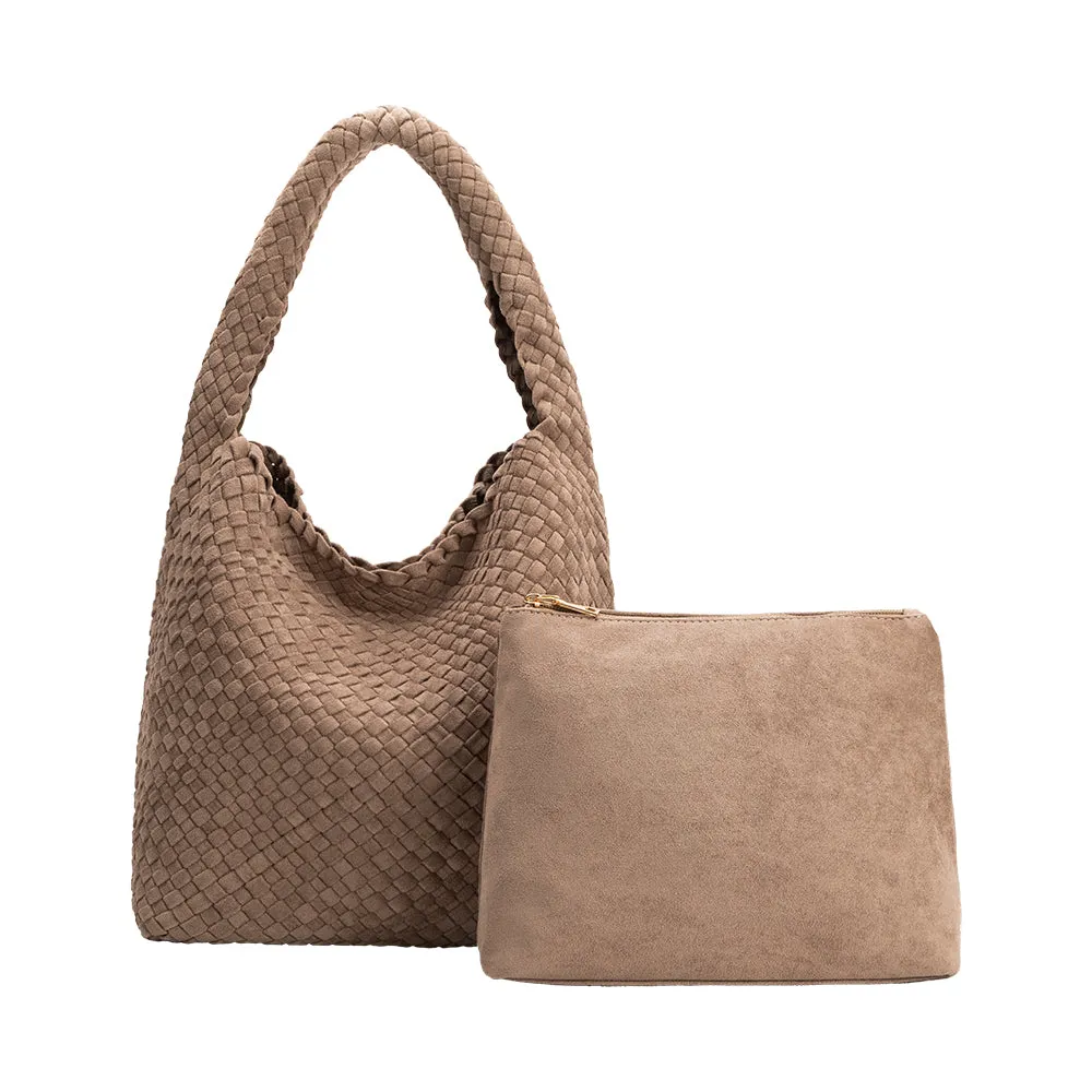 Johanna Clay Large Recycled Vegan Suede Shoulder Hobo Bag sold by Melie Bianco product image thumbnail 5