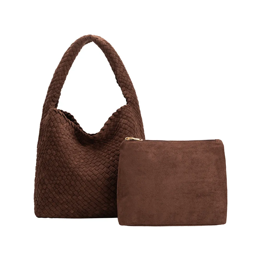 Johanna Tobacco Large Recycled Vegan Suede Shoulder Hobo Bag sold by Melie Bianco product image thumbnail 4