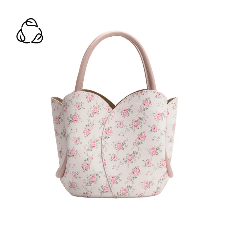 Tulip Pink Flowers Recycled Vegan Top Handle Bag sold by Melie Bianco