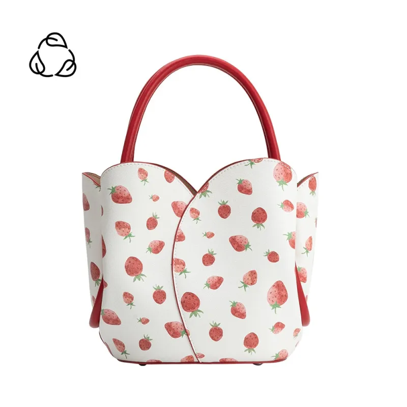 Tulip Red Strawberry Recycled Vegan Top Handle Bag sold by Melie Bianco
