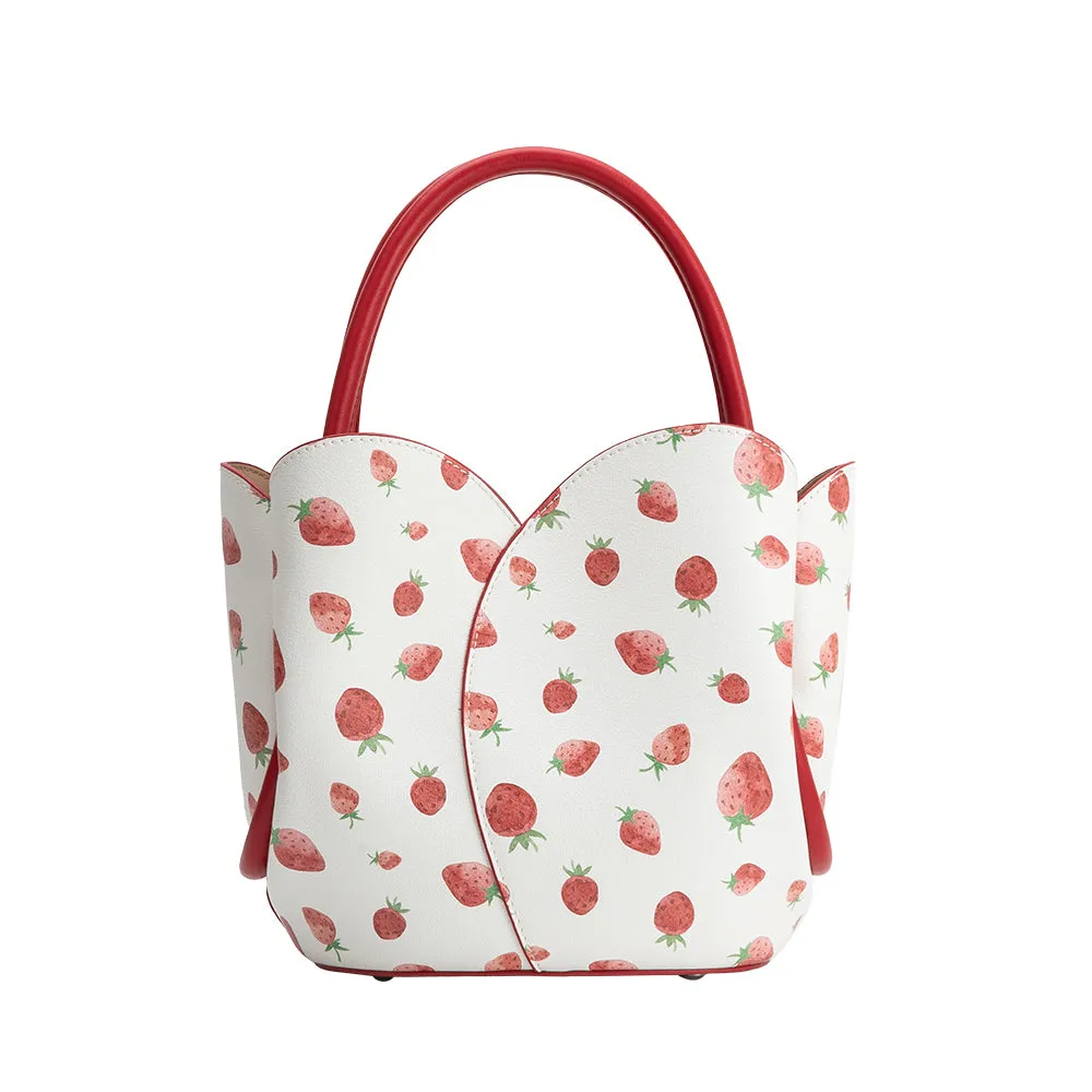Tulip Red Strawberry Recycled Vegan Top Handle Bag sold by Melie Bianco product image thumbnail 3