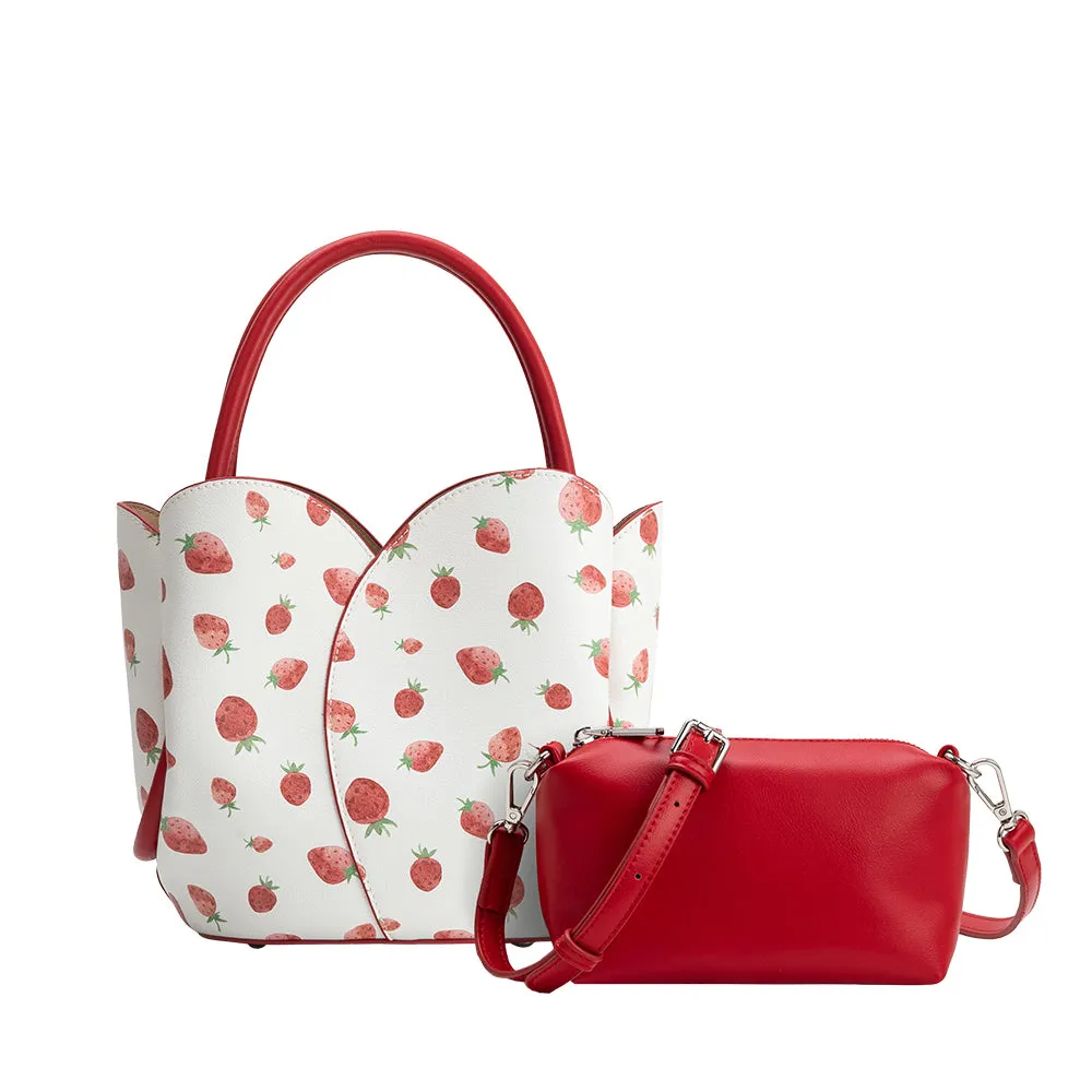 Tulip Red Strawberry Recycled Vegan Top Handle Bag sold by Melie Bianco product image thumbnail 4