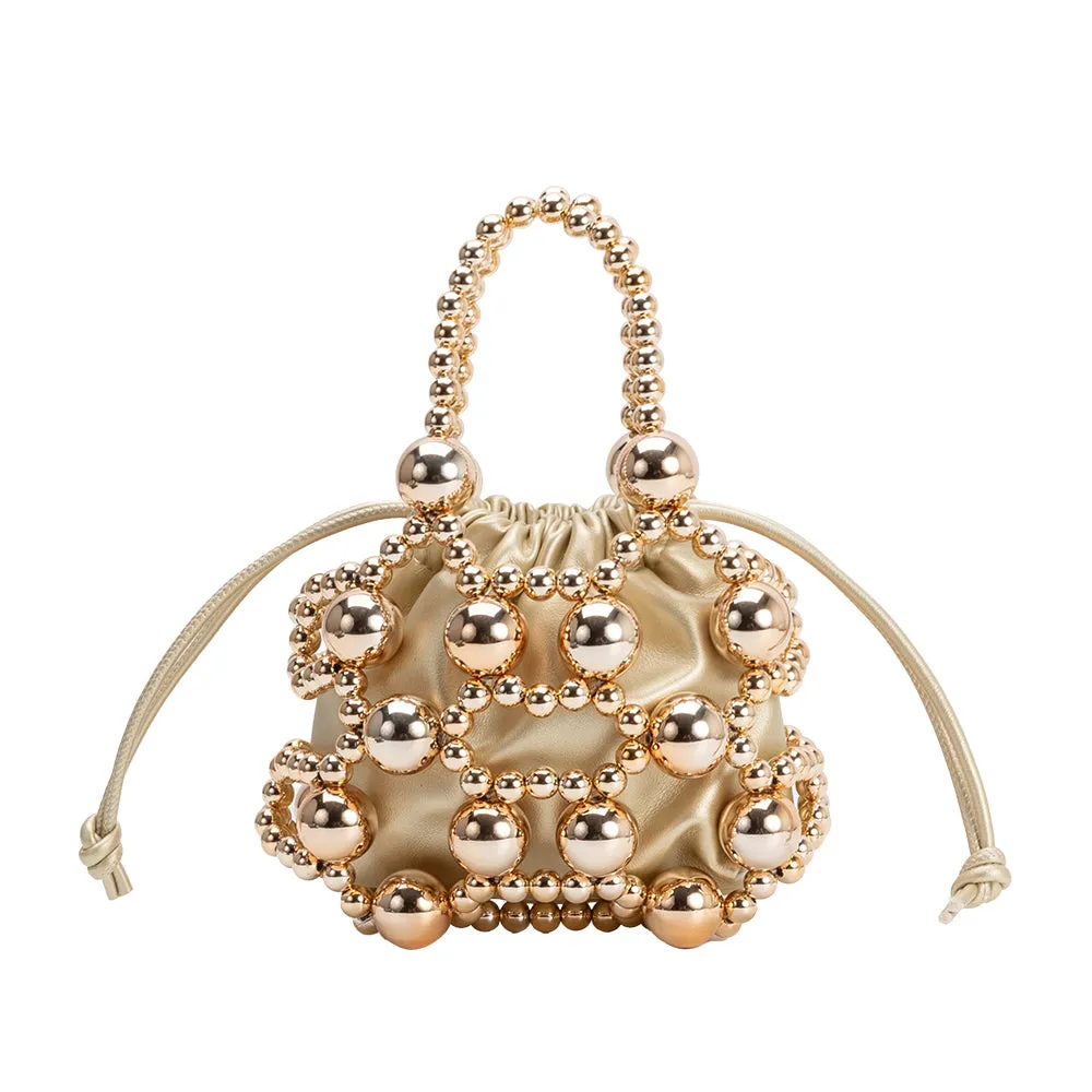 Bobby Gold Beaded Top Handle Bag sold by Melie Bianco