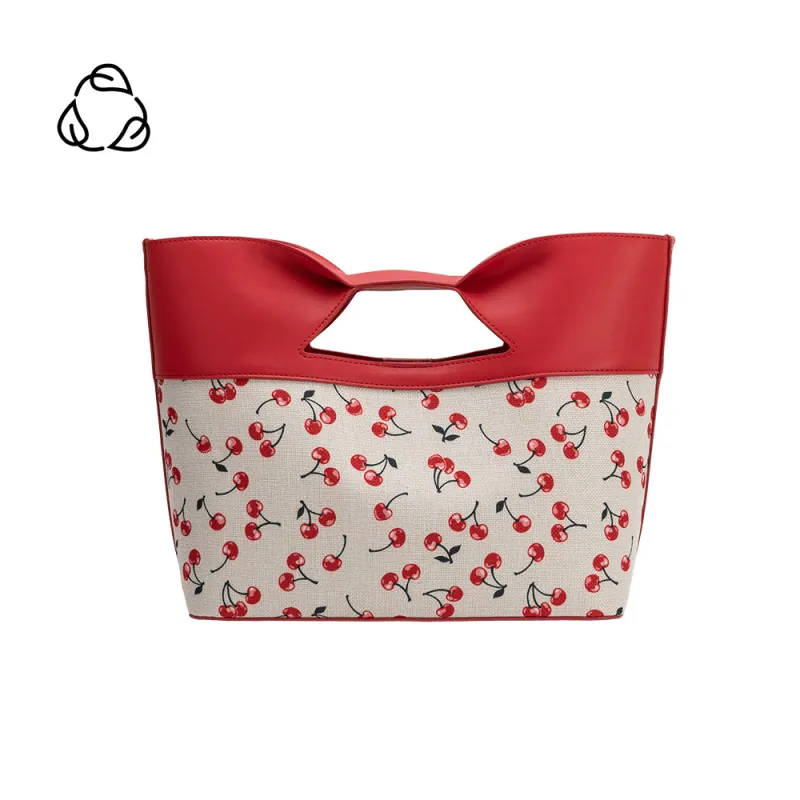 Jillian Red Cherry Recycled Vegan Leather Tote Bag sold by Melie Bianco