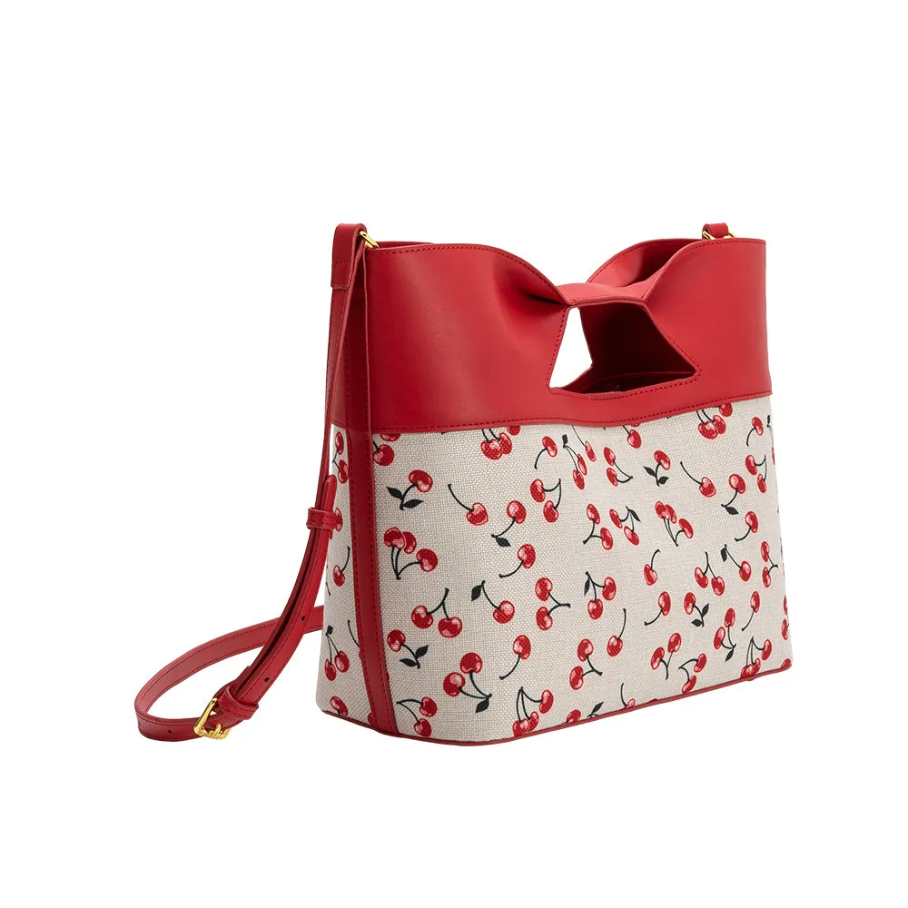 Jillian Red Cherry Recycled Vegan Leather Tote Bag sold by Melie Bianco product image thumbnail 2