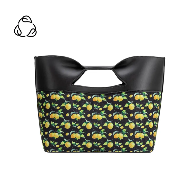Jillian Black Lemon Recycled Vegan Leather Tote Bag made by Melie Bianco