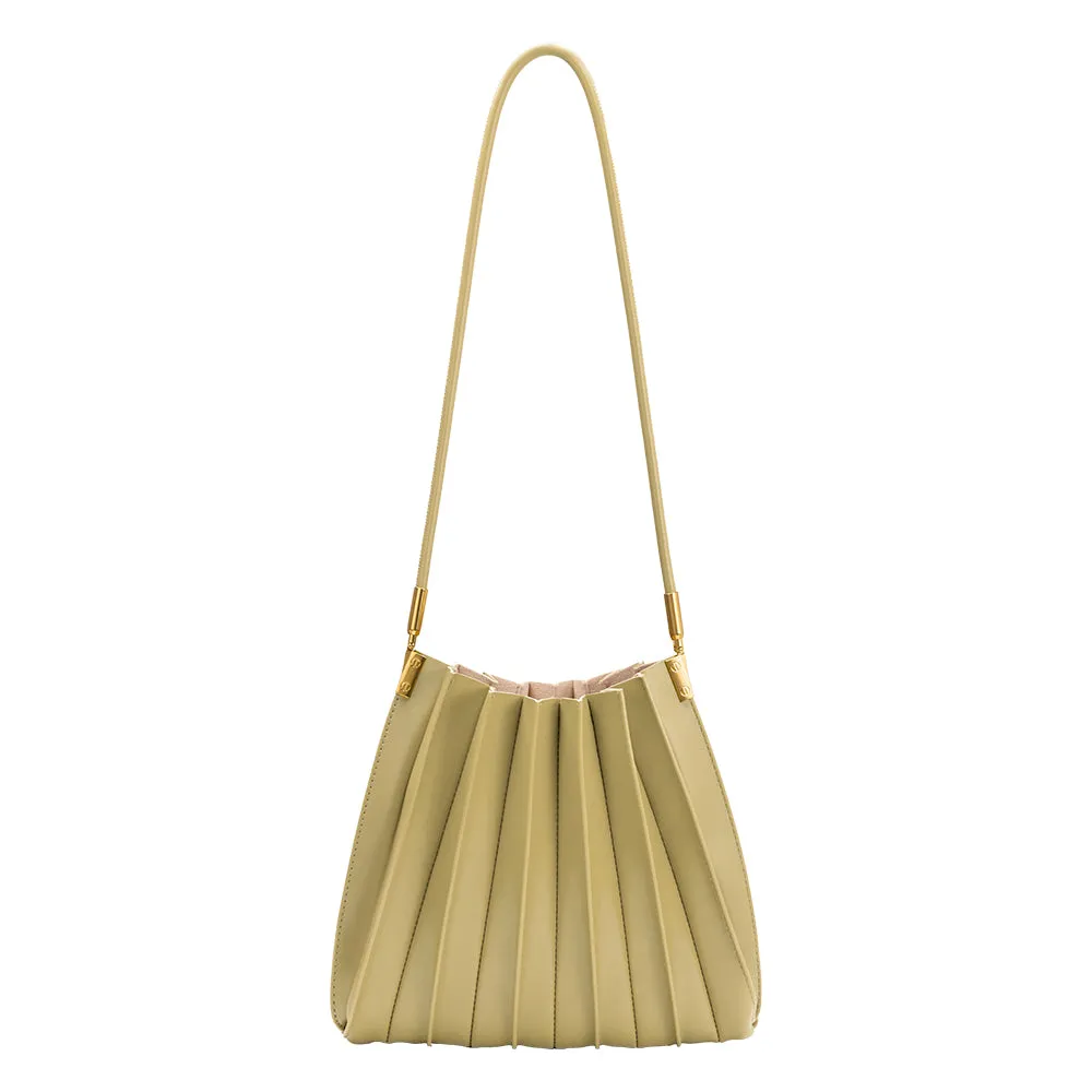 Carrie Avocado Pleated Vegan Leather Shoulder Bag sold by Melie Bianco