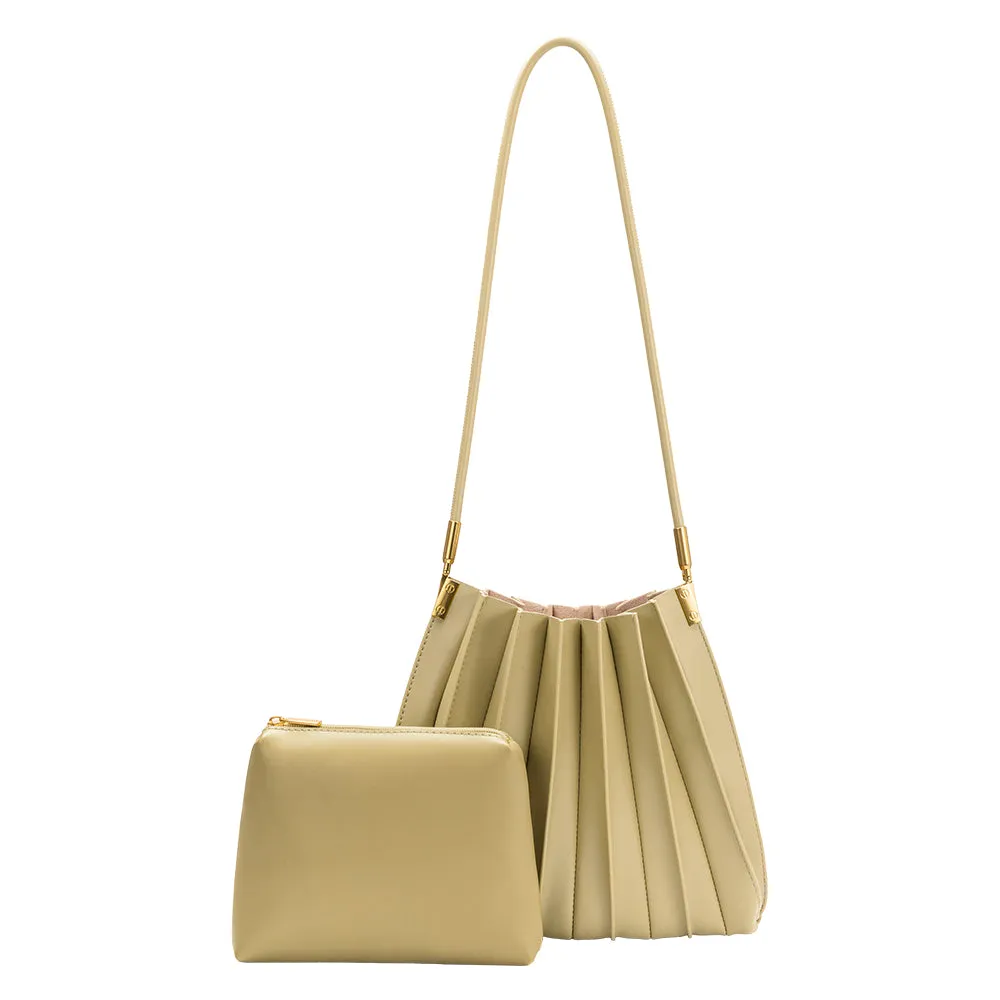 Carrie Avocado Pleated Vegan Leather Shoulder Bag sold by Melie Bianco product image thumbnail 4