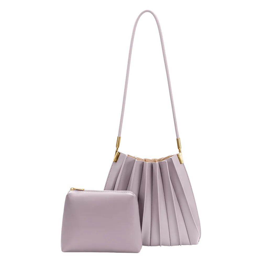 Carrie Lilac Pleated Vegan Leather Shoulder Bag sold by Melie Bianco product image thumbnail 4