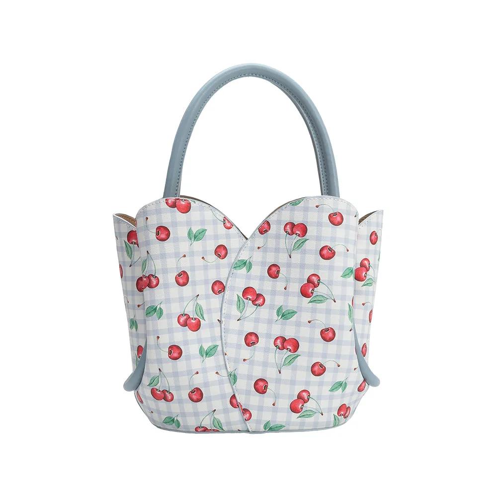 Tulip Blue Cherry Recycled Vegan Top Handle Bag sold by Melie Bianco product image thumbnail 3