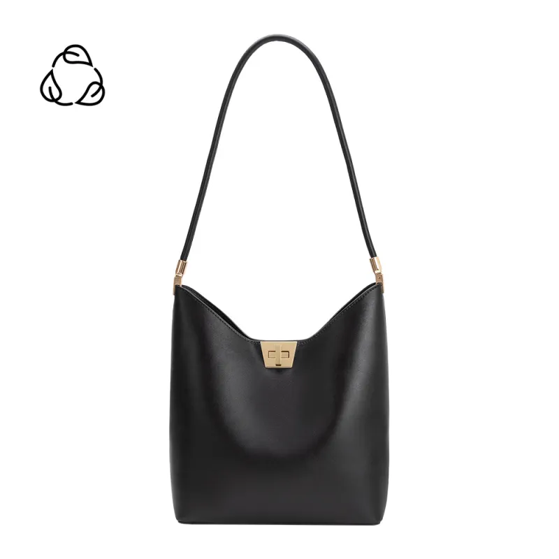 Billie Black Recycled Vegan Leather Tote Bag made by Melie Bianco