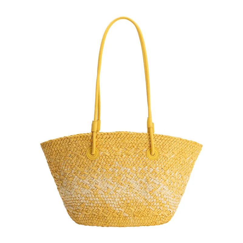 Sunset Yellow Straw Tote Bag made by Melie Bianco