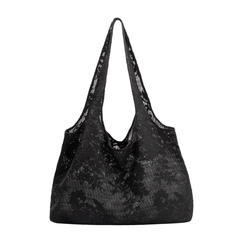 Lace Market Black Vegan Cotton Tote Bag made by Melie Bianco