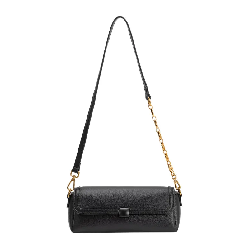 Fancy Black Vegan Leather Shoulder Bag made by Melie Bianco