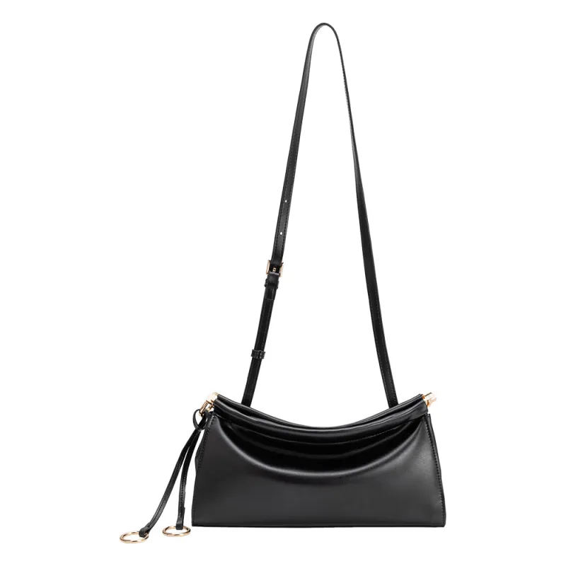 Amaya Black Vegan Leather Shoulder Bag made by Melie Bianco