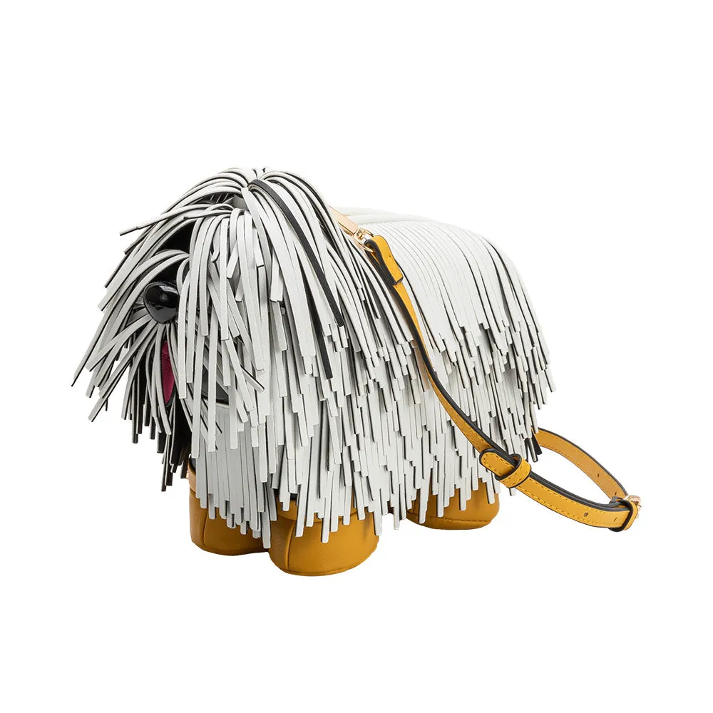 Shaggy Dog White Vegan Leather Crossbody Bag sold by Melie Bianco