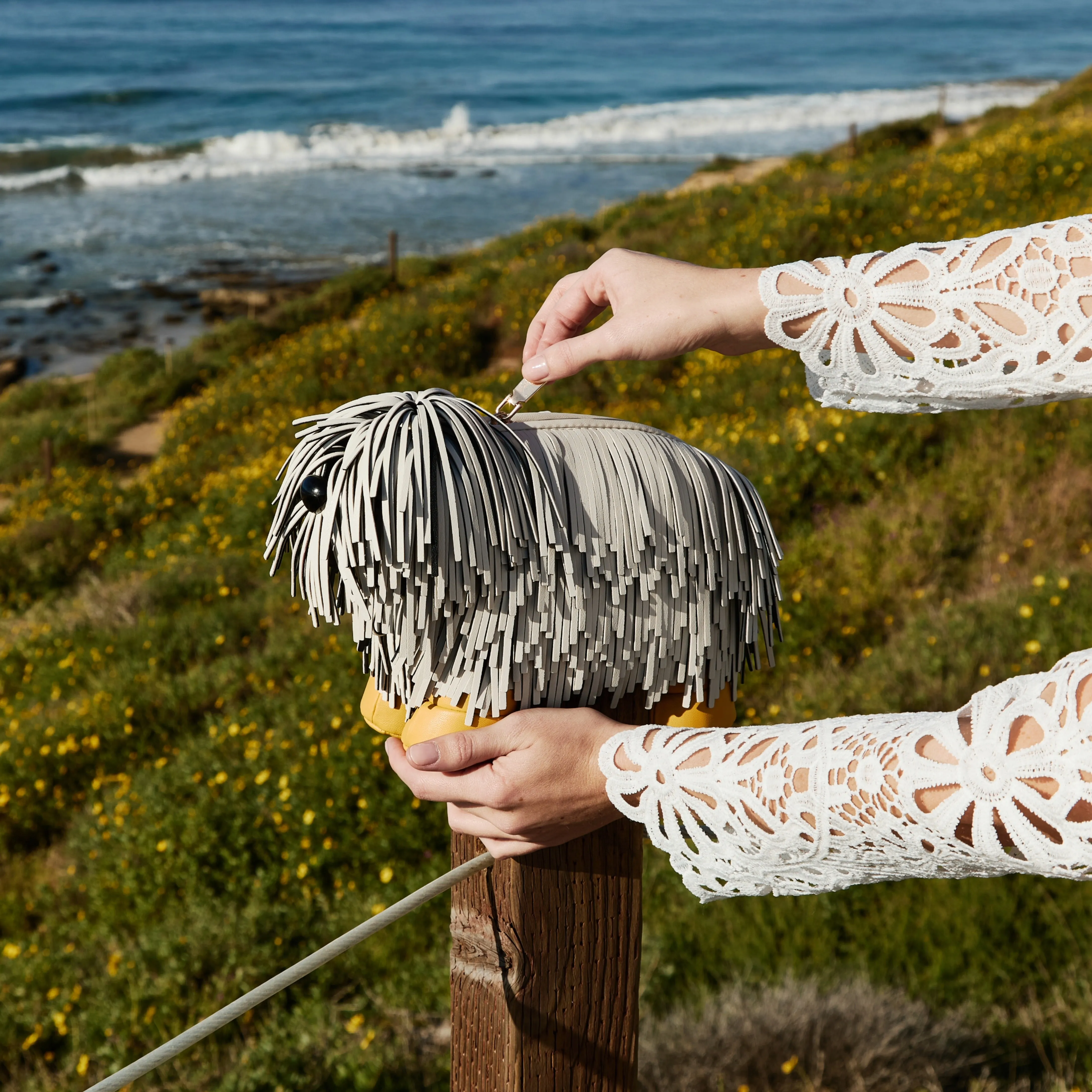 Shaggy Dog White Vegan Leather Crossbody Bag sold by Melie Bianco product image thumbnail 4