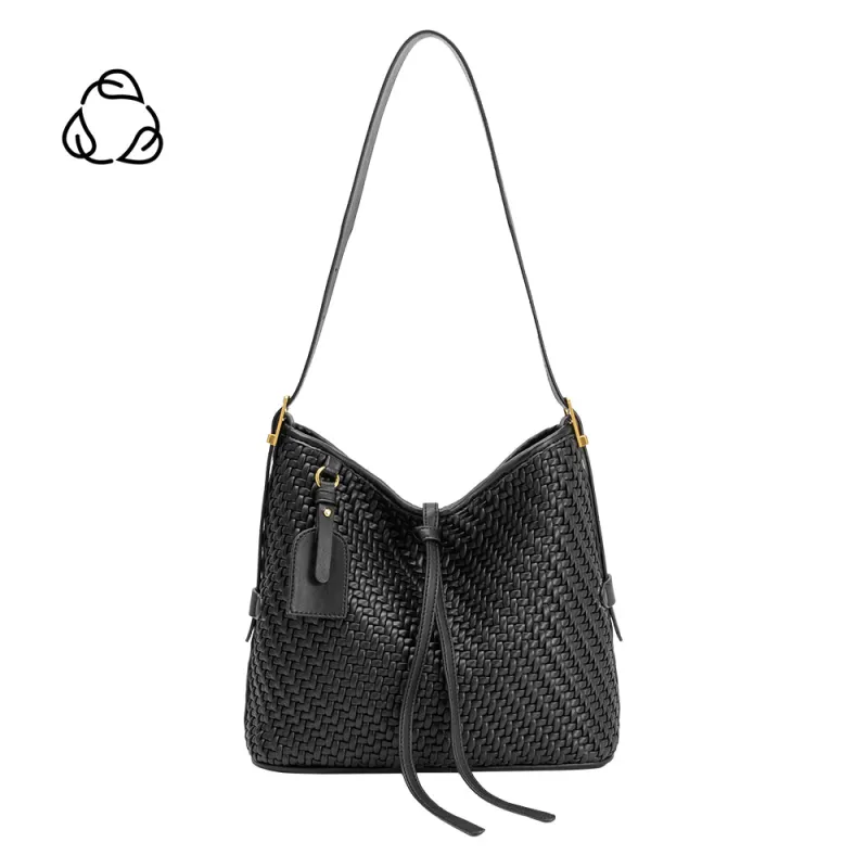 Thalia Black Recycled Vegan Leather Tote Bag made by Melie Bianco