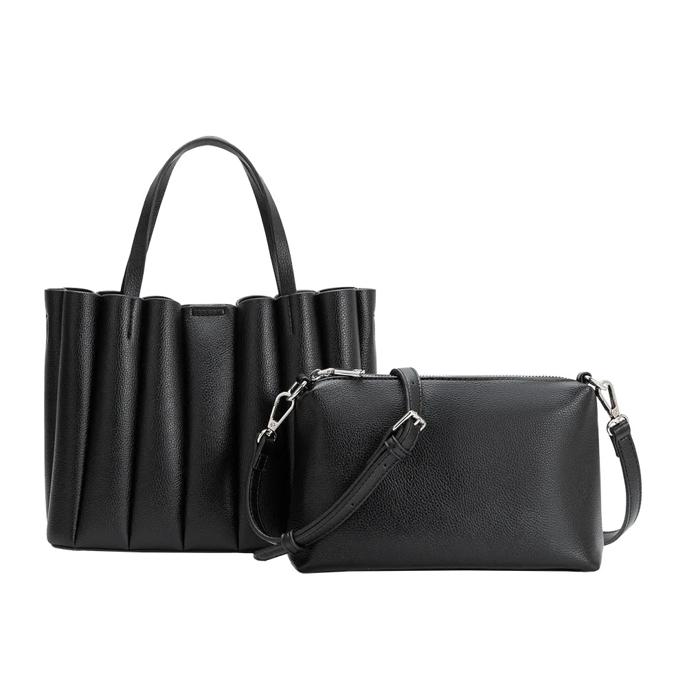 Adela Black Recycled Vegan Leather Tote Bag sold by Melie Bianco product image thumbnail 4