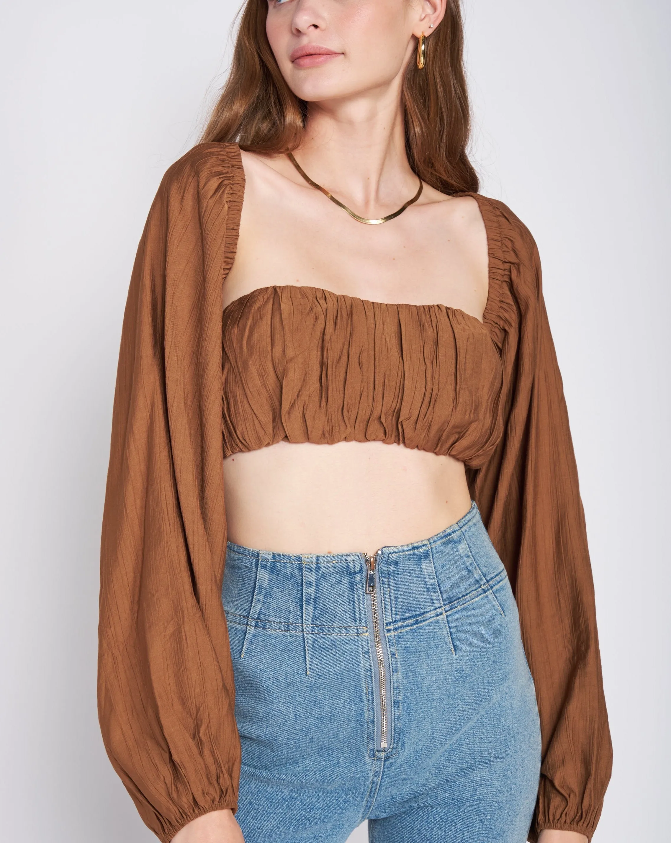 SAMPLE CL2115 Woven Crop Top & Shrug Set (SMALL) - FINAL SALE sold by Melie Bianco