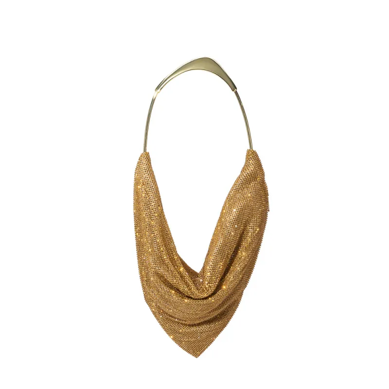 SAMPLE YS8502 Gold Crystal Mesh Top Handle Bag - FINAL SALE made by Melie Bianco