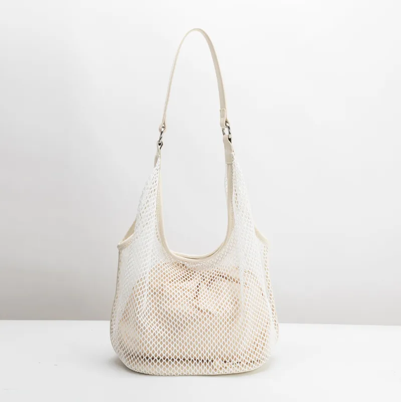 SAMPLE SM6935 White Mesh Shoulder Bag - FINAL SALE made by Melie Bianco