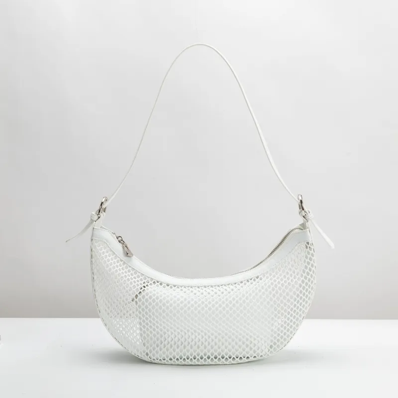SAMPLE SM6712 White Mesh Shoulder Bag - FINAL SALE made by Melie Bianco