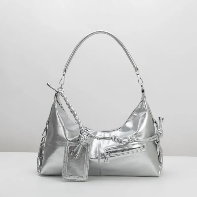 SAMPLE SM0884 Silver Top Handle Bag - FINAL SALE made by Melie Bianco