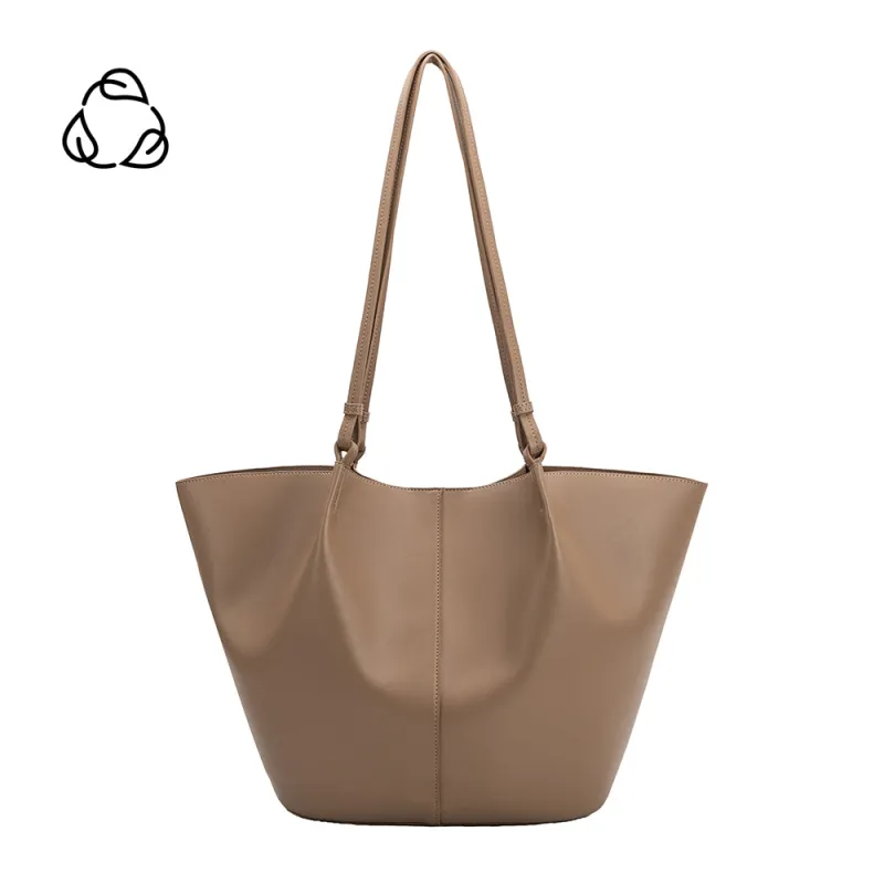 Lydia Taupe Large Recycled Vegan Tote Bag made by Melie Bianco