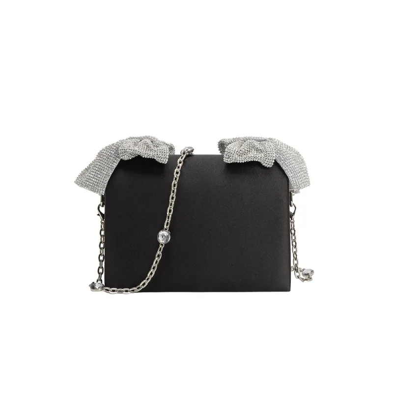 Yuri Black Bow Crossbody Bag made by Melie Bianco