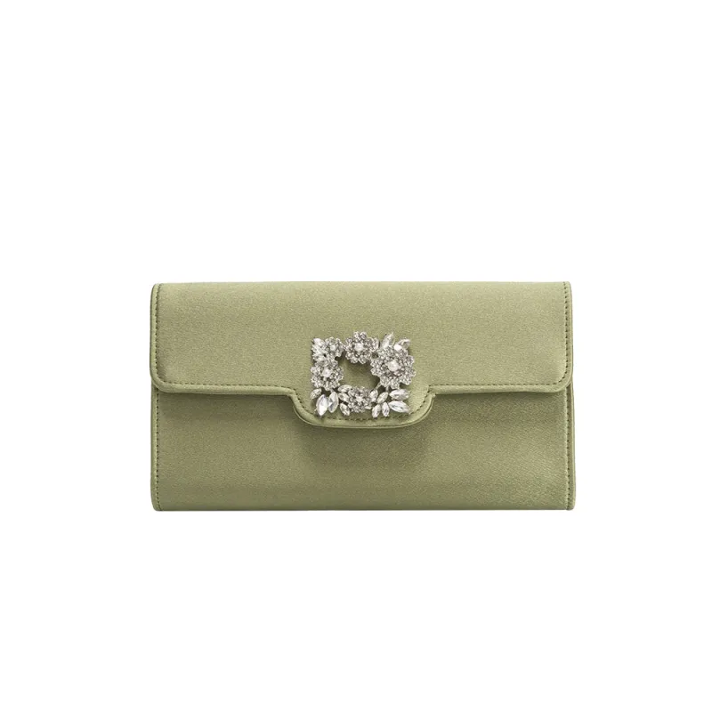 Elodie Green Satin Crossbody Bag made by Melie Bianco