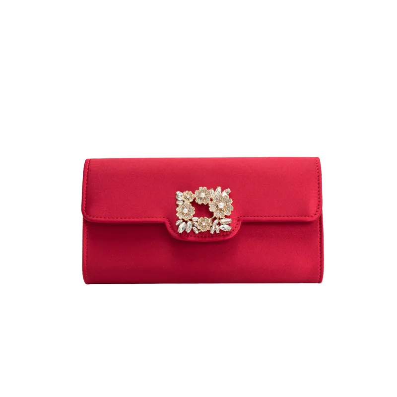Elodie Red Satin Crossbody Bag made by Melie Bianco