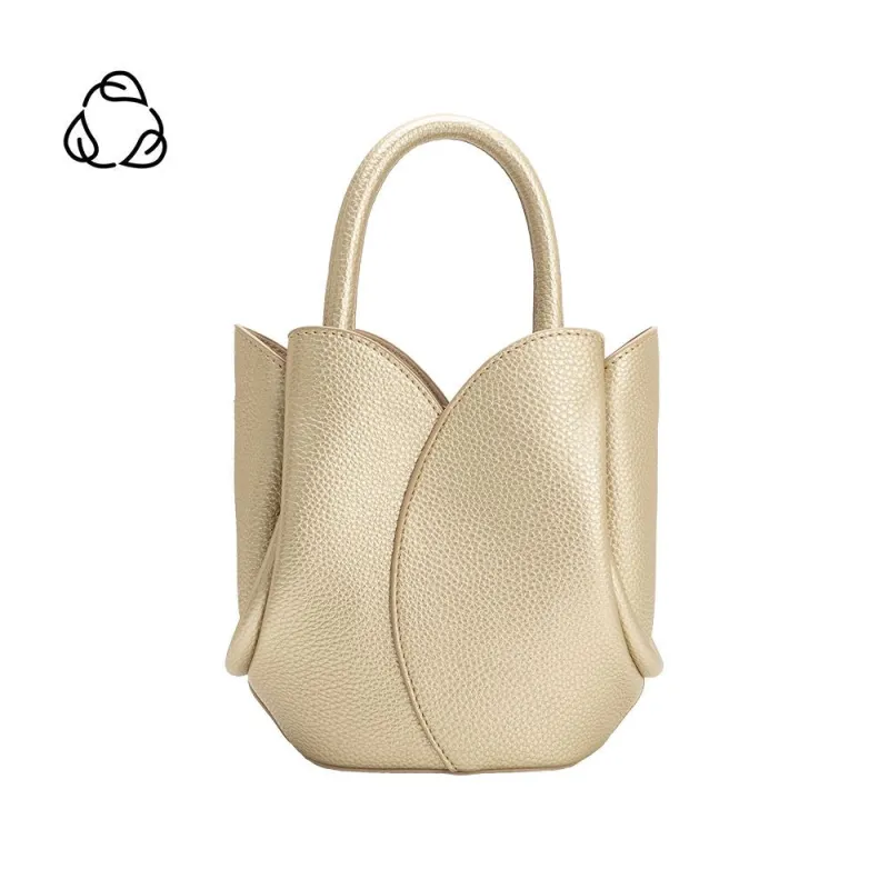 Tulip Metallic Gold Mini Recycled Vegan Top Handle Bag made by Melie Bianco