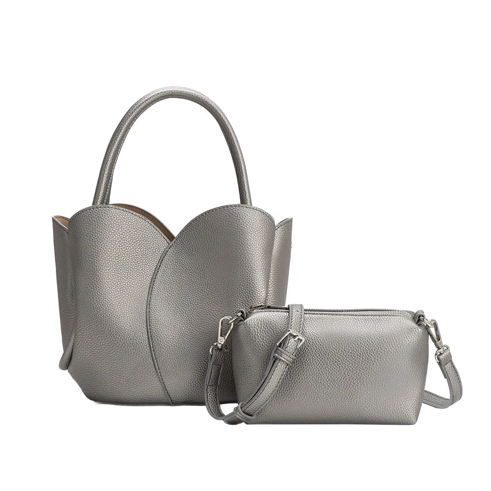 Tulip Pewter Recycled Vegan Top Handle Bag sold by Melie Bianco product image thumbnail 4