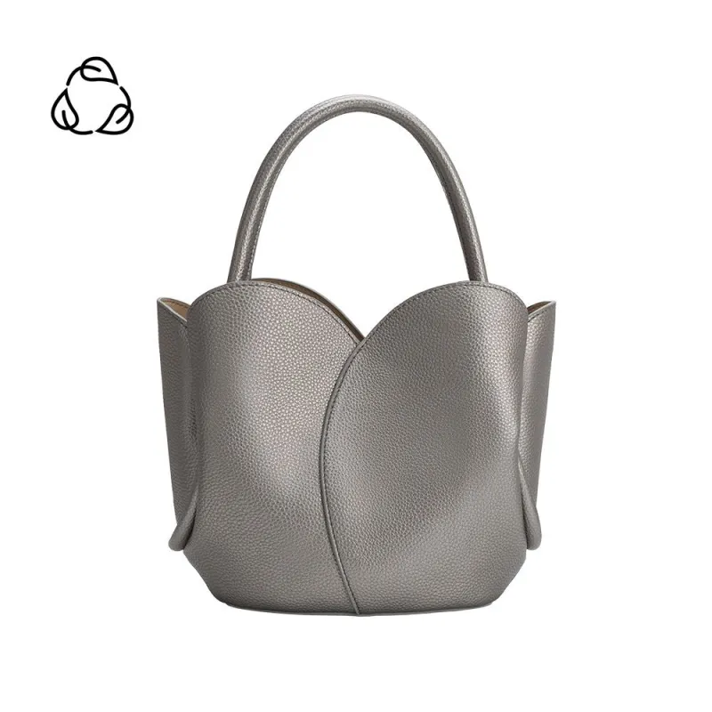 Tulip Pewter Recycled Vegan Top Handle Bag made by Melie Bianco