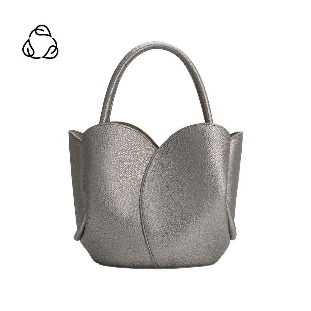 Tulip Pewter Recycled Vegan Top Handle Bag sold by Melie Bianco