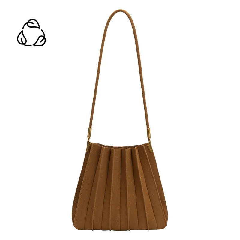 Carrie Camel Recycled Vegan Suede Shoulder Bag made by Melie Bianco