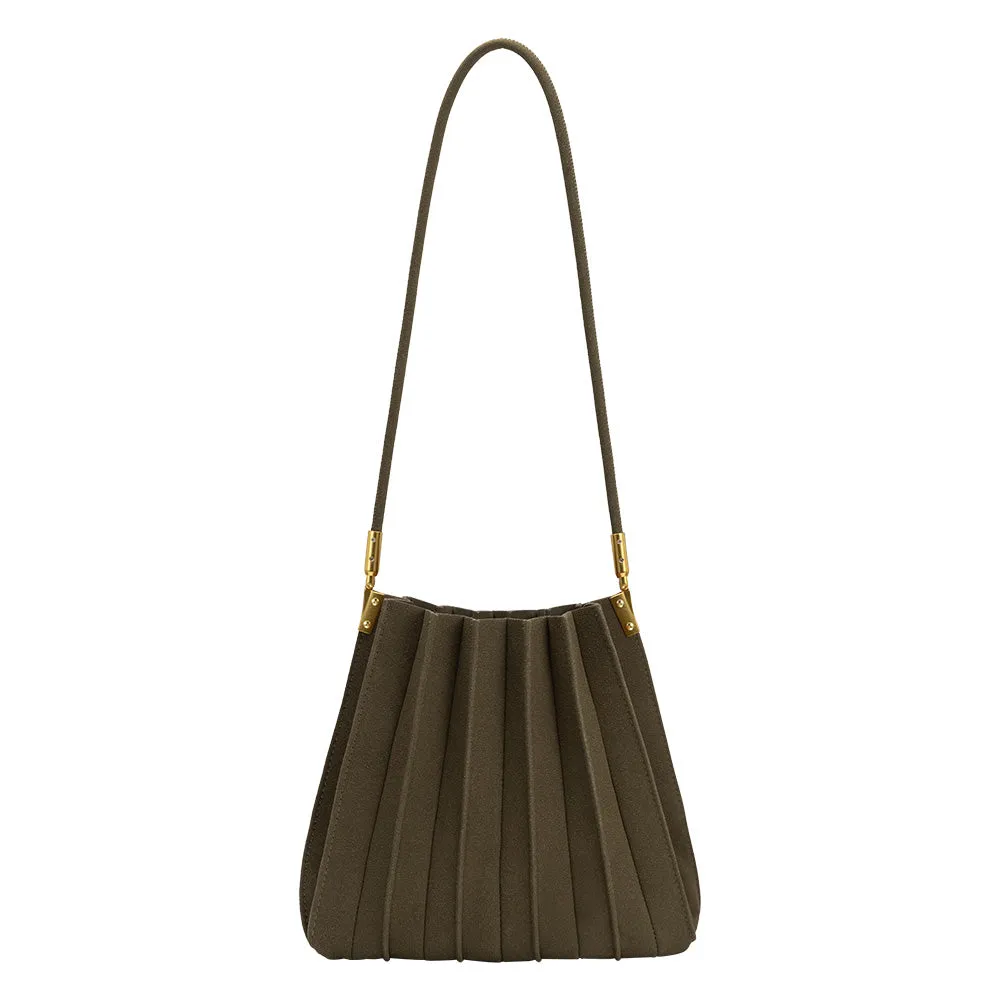 Carrie Olive Pleated Vegan Suede Shoulder Bag sold by Melie Bianco product image thumbnail 3